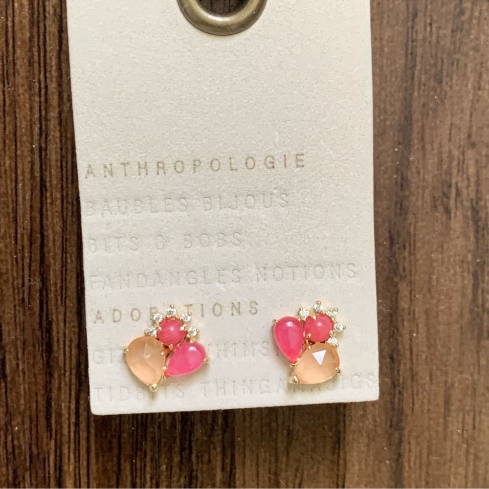 Anthropologie stone cluster earring in pink - Picture 6 of 13